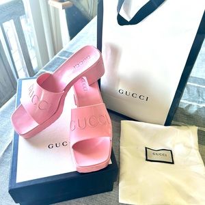 Pink Gucci shoes | Gucci
Women's Platform Block Heel Slide Sandals
